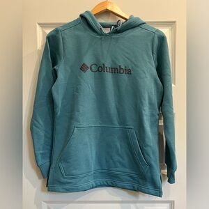 Columbia Logo Sweatshirt Hoodie, Ladies Small, NWOT, Teal Blue